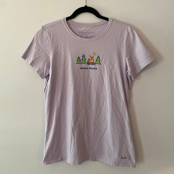 Life Is Good Women's size Medium Crusher Tee Purple Short Sleeve Camping Shirt - Picture 1 of 9